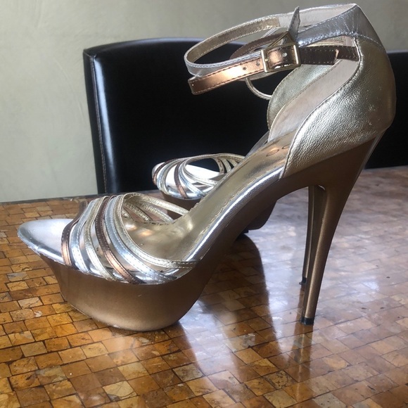bebe silver heels